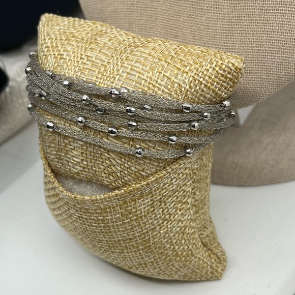 Vintage Ross Simons 925 Sterling Silver Mesh Bracelet With Beaded Accents - Picture 9 of 14